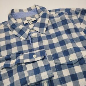 Madewell Womens Small‎ Button Front Cargo Workshirt Blue Gingham Check C7237